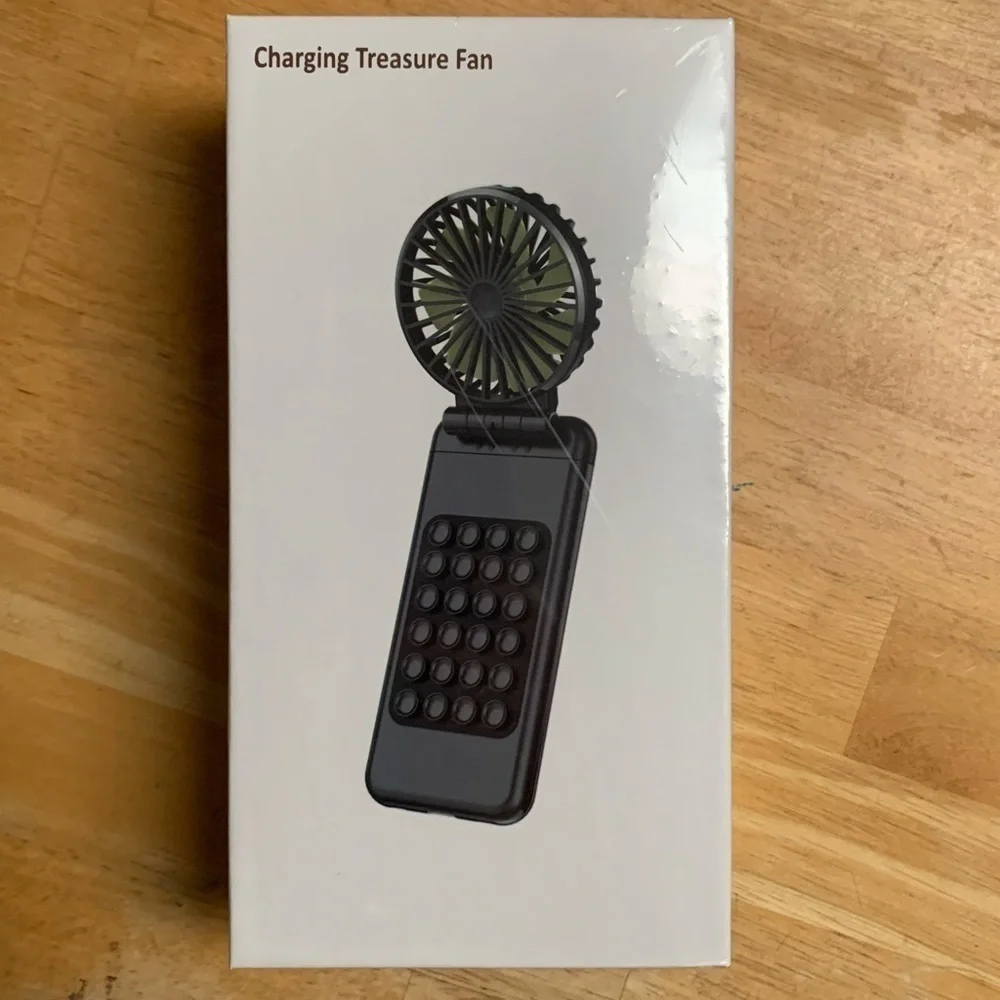 2-in-1 Portable Fan + Power Bank, 10000mAh Battery